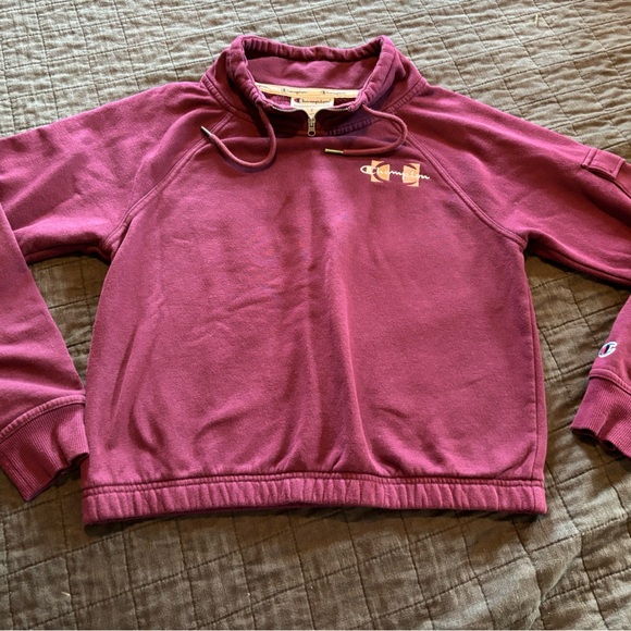 Champion Maroon Quarterzip Pullover Sweatshirt - Picture 1 of 5